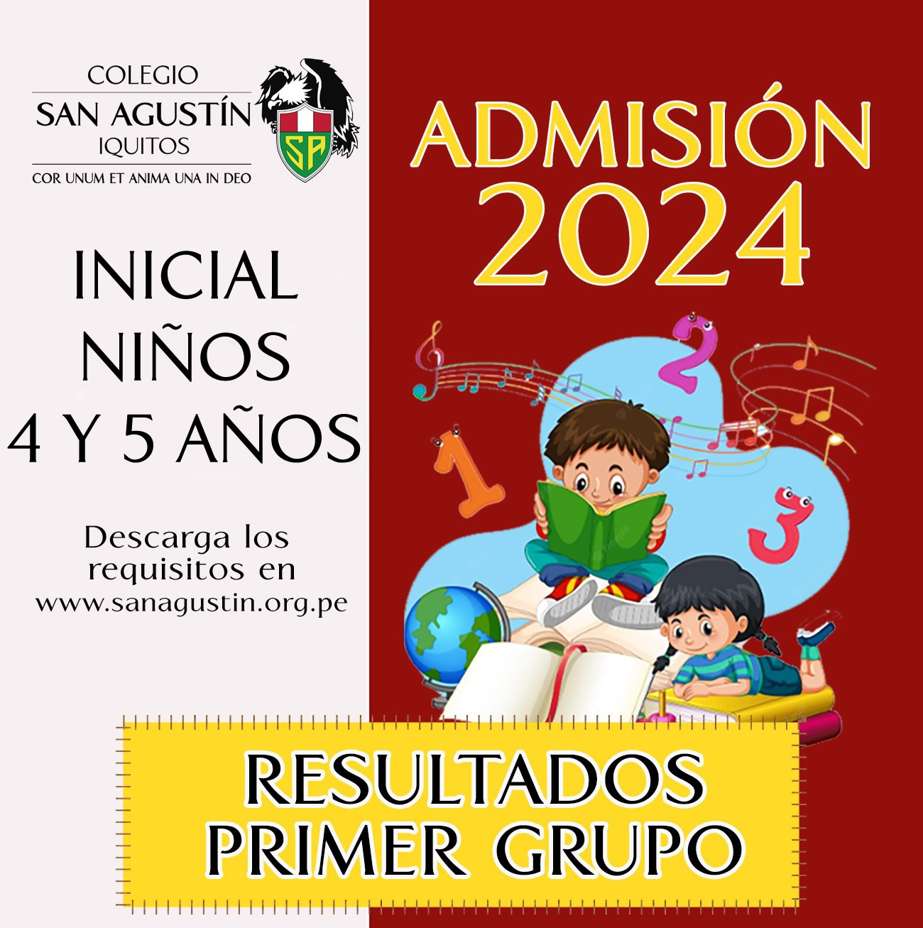 RELACIÓN DE ALUMNOS ADMITIDOS PARA 4 Y 5 AÑOS INICIAL 2024 - PRIMER GRUPO